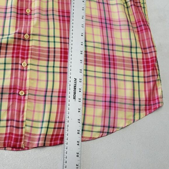 Torrid Pink and Yellow Plaid Button Down Shirt - Picture 10 of 13